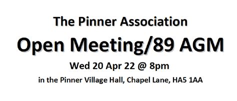 Pinner Association Open Meeting And Agm The Pinner Association