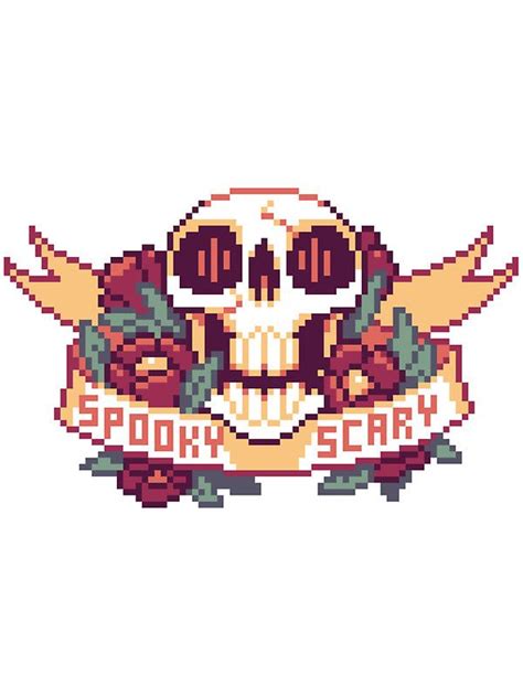 Spooky Scary Pixel Skull Sticker By Etall Pixel Art Pattern Pixel