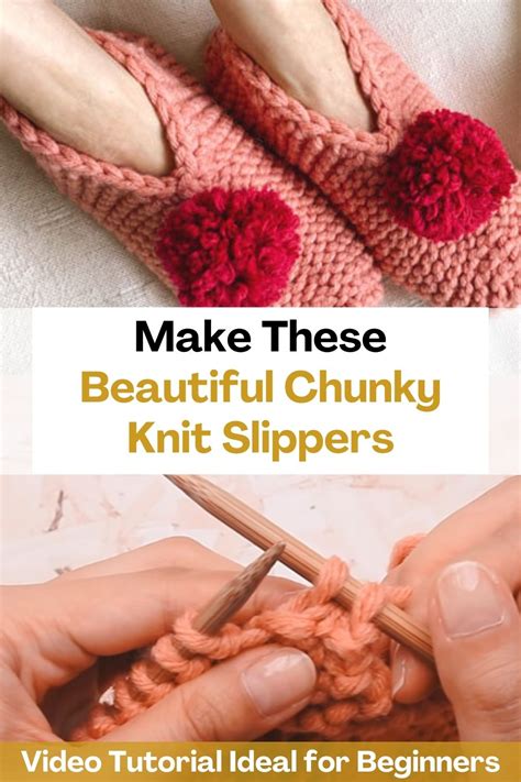 Make These Beautiful Chunky Knit Slippers For Beginners