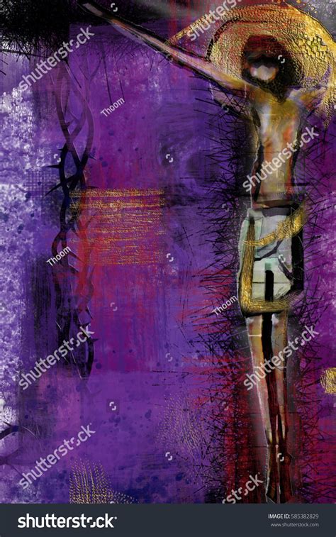 Jesus Christ On Cross Abstract Artistic Stock Illustration 585382829