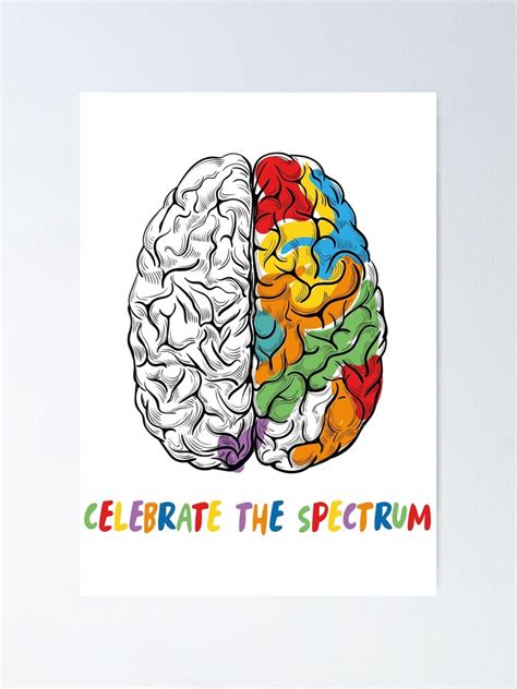 Póster Celebre El Espectro Ilustración Del Cerebro Del Arco Iris