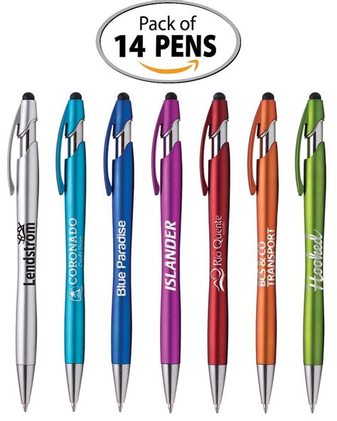 Ballpoint Pen Wstylus Tip Click Action Custom Personalized Black