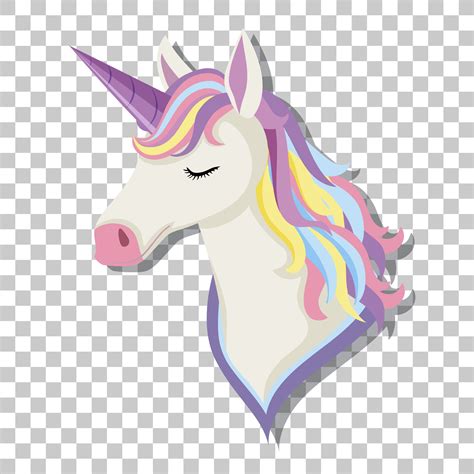 Unicorn Head With Rainbow Mane Isolated On Transparent Background
