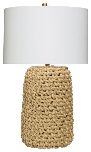 Jute Rope Table Lamp With Linen Shade Beach Style Table Lamps By