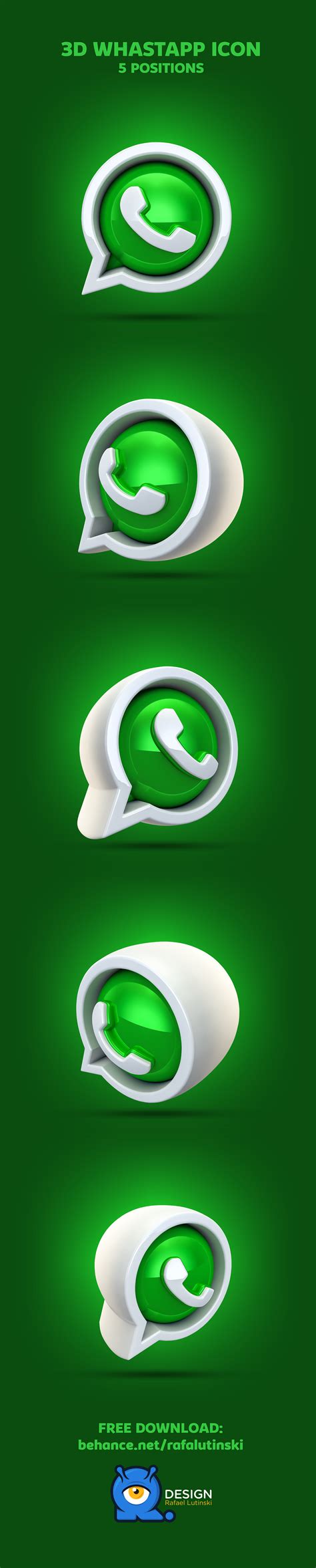 3d Whatsapp Icon Free Download Behance
