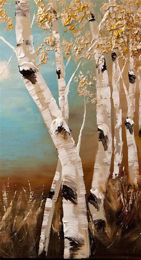 Forest Birch Tree Painting Original Abstract Original Landscape Trees