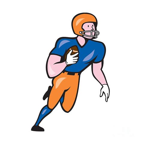 American Football Player Rusher Run Cartoon Digital Art By