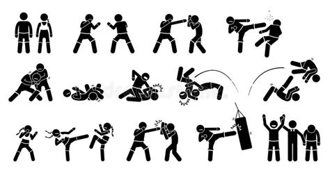 Mma Mixed Martial Arts Actions Stock Vector Illustration Of Martial