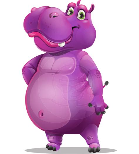 Purple Hippo Cartoon Character Set Graphicmama