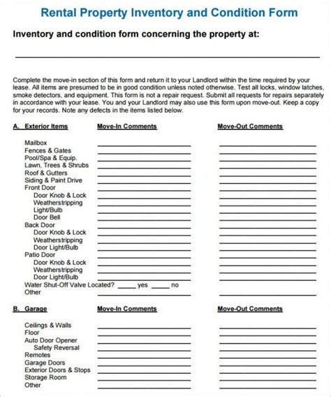 Condition Of Rental Property Checklist Template Pdf Example In 2021