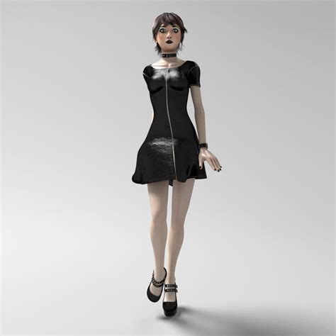 goth girl 1 3d model 10 blend free3d