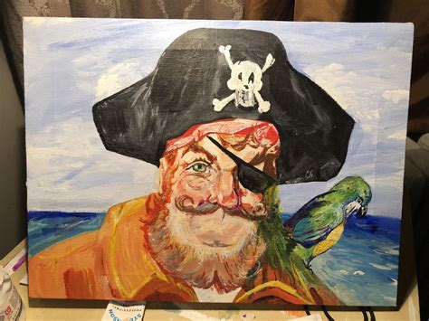 My “painty The Pirate” Painting Acrylic On Canvas 12x16in Rpainting