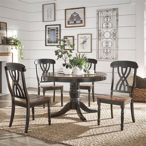 Weston Home Two Tone 5 Piece Round Dining Set From