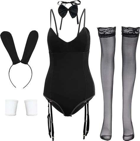 Bunny Costume For Women Sexy Lingerie Set Bodysuit Tail Stockings