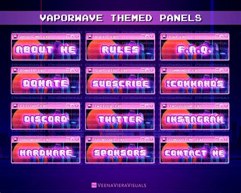 Vaporwave Stream Panels For Twitch And Kick Instant Download Etsy Uk