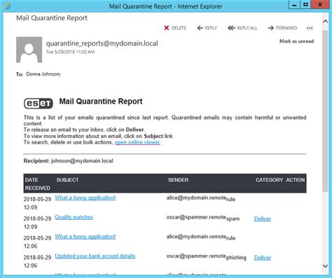 Send Mail Quarantine Reports Scheduled Task Eset Mail Security