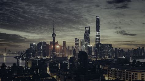 Wallpaper 1920x1080 Px China Cityscape Dark Night Shanghai