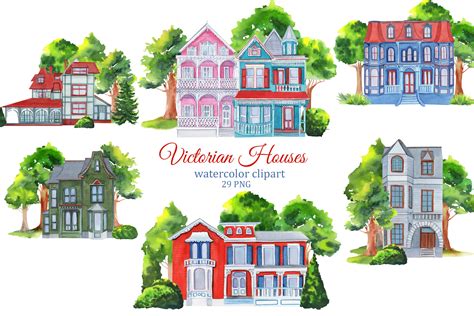 Victorian Houses Summer Homes Graphic By Syanyeva · Creative Fabrica