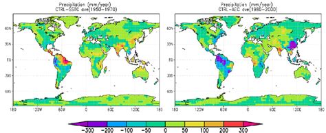 Maps Of Annual Land Precipitation Mm Yr − 1 Differences Between The