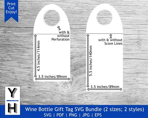 Wine Bottle Gift Tag SVG Bundle 2 Sizes 2 Styles Wine Etsy UK