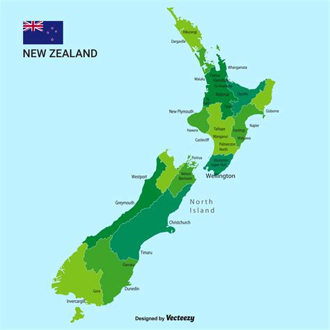 Vector Nova Zelândia Mapa Com Cidades E Regiões Download Vetores E