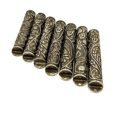 7 Mezuzah Cases Set Seven Species Design Made Of Pewter Iron And Etsy
