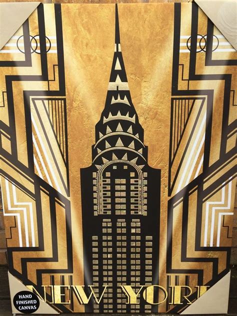 The New York Skyline Is Shown In Gold And Black