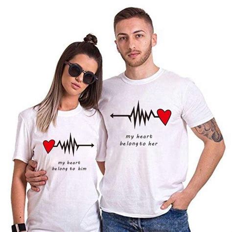My Heart Belongs To Her Couples Lovers T Shirt Couple Shirts Couple