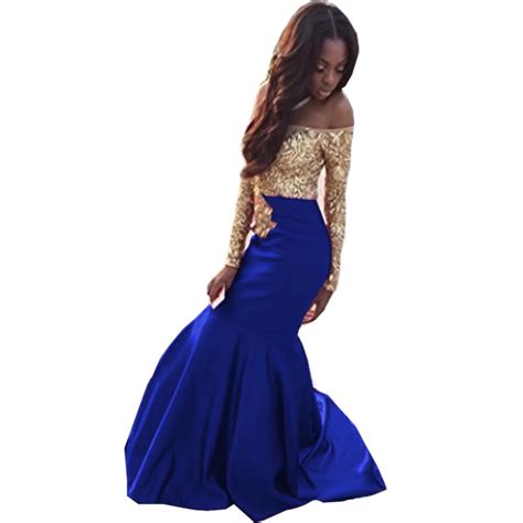 Royal Blue And Gold Evening Gown Dresses Images 2022