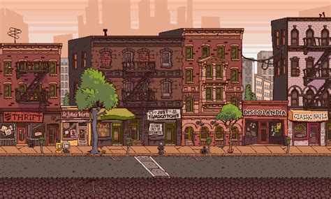 Urban Buzz City Scene In Pixels Inspired By Mother 3 And The Scott