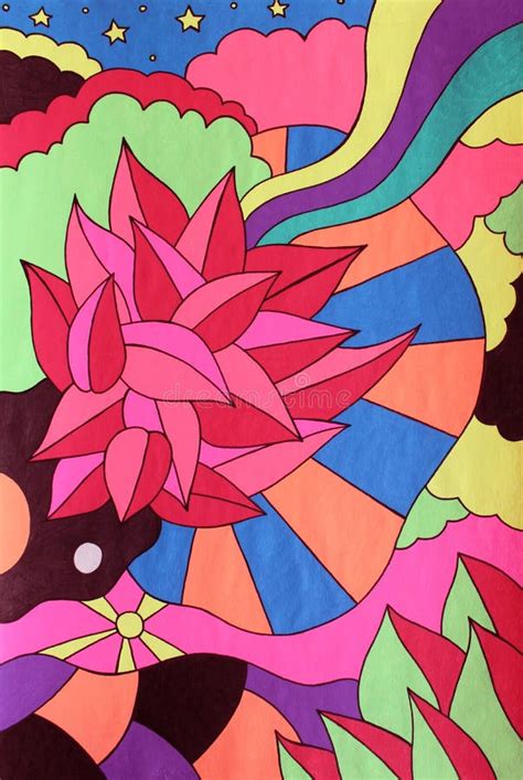 Neon Colors Drawing Background Floral Hand Drawn Colorful Texture