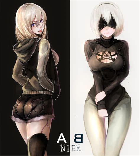 Ass Cleavage Nier Automata Sweater Thigh Highs B Nier Automata A Nier Automata