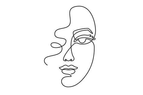 One Line Face Minimalist Continuous Linear Sketch Woman