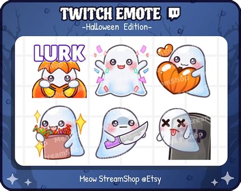 Twitch Emote Cute Ghost Emotes Pack Lurk Hype Pumpkin Etsy