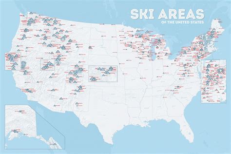 Us Ski Resorts Map 24x36 Poster Etsy