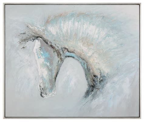 Oversize 61 Modern Abstract Horse Painting White Blue
