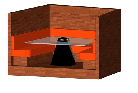 Custom Built Booth Seating With Outlets For Task Work Created In Revit