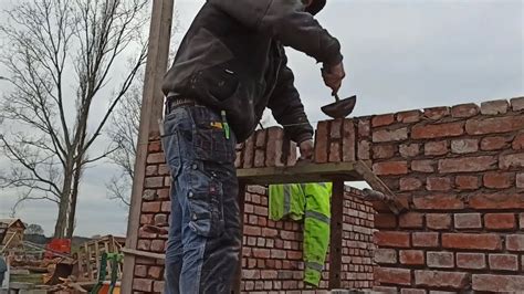 Bricklaying A Soldier Course With Old Rustic Bricks Old Farm Rebuild