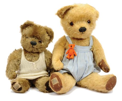 Chad Valley Pair Of Vintage Teddy Bears British Late 1950s Larger Is