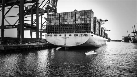 Grayscale Photo Of Cargo Ship · Free Stock Photo