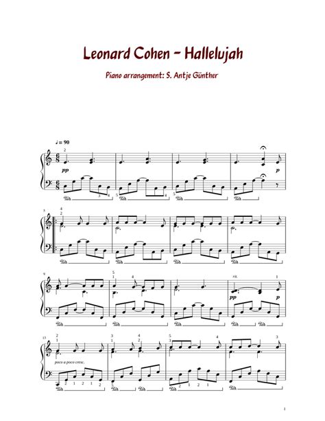 Print And Download In Pdf Or Midi Leonard Cohen Hallelujah Leonard