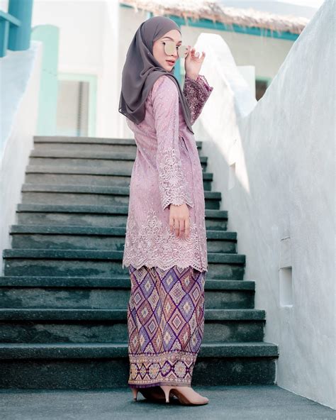 Baju Kurung Songket Lace Azreen Violet Purple Muslimahclothing Com