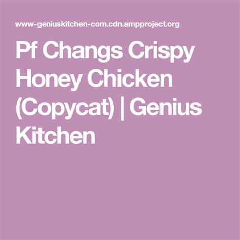Mix ingredients for the sauce together. Pf Changs Crispy Honey Chicken (Copycat) | Food.com ...