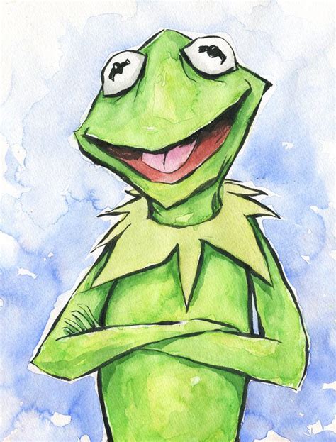 Kermit The Frog The Muppets Matthew J Fletcher Watercolor Painting