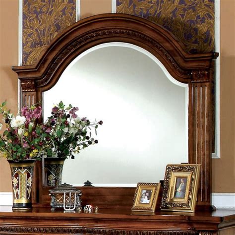 Arch Design Wooden Frame Mirror With Molded Details Brown Walmart