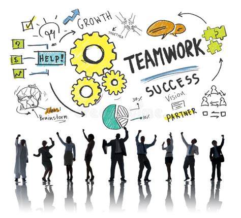 teamwork team together collaboration business success celebratio stock illustrationer