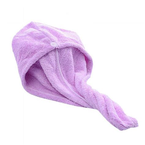 Hair Towel Wrap Hair Drying Towel Turban With Button Quick Dry Hair