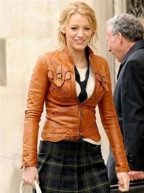 Gossip Girl Blake Lively Brown Leather Jacket Movie Jackets