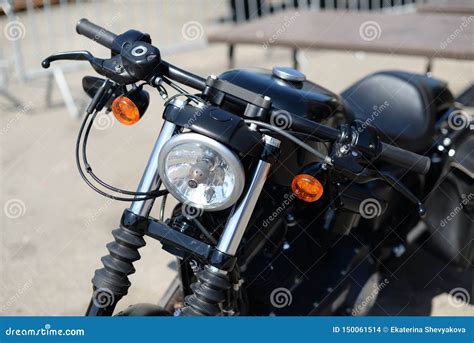 Motorcycle Black Steering Wheel Front Stock Photo Image Of Sport