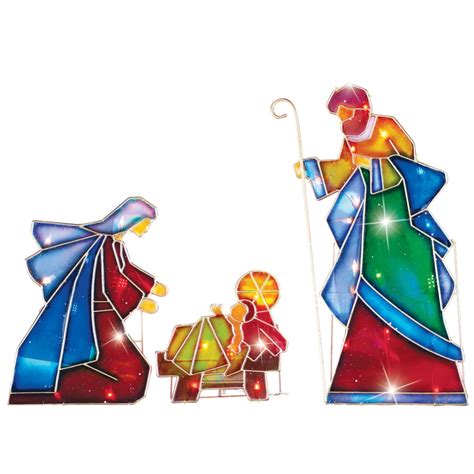 11 piece christmas nativity figurine set with accents. Lighted Outdoor Mosaic Nativity Scene 3 PC Arch Star ...